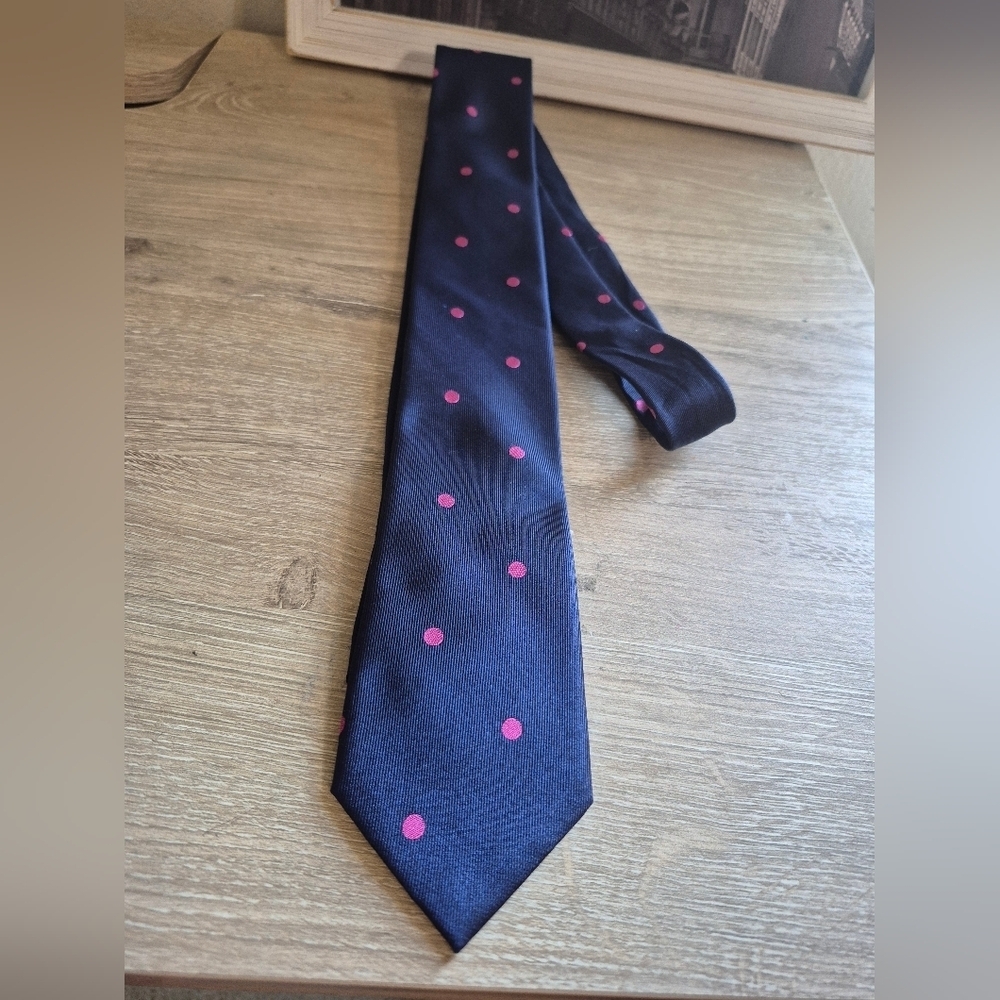 Tommy Hilfiger Dark Blue Tie with Pink Dots